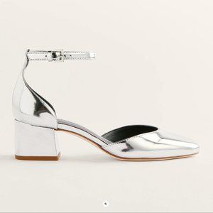 Reformation Mallori Closed Toe Heel Women's Size 7.5 Silver